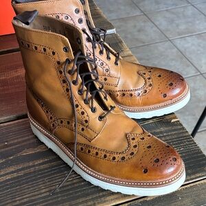Men's Tan Brogue Boots by Grenson